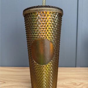 Starbucks Iridescent Gold Studded Tumbler with Straw